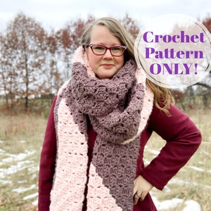 Oversized Scarves Crochet Pattern, Womens Winter Scarf, Chunky Crochet Scarf, Super Long Scarves Winter Accessories Digital Download image 3