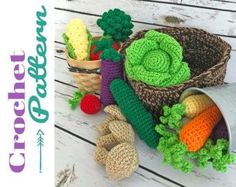 Amigurumi Pattern, Crochet Vegetables, Crochet Toy Pattern, Play Food, Crochet Pattern, Digital Download, Toddler Gift, Toys for Girls