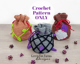 PDF DnD Dice Bag of Tricks Crochet Pattern, D&D Dice Pouch, TTRPG Geek Gaming, Tabletop RPG, DnD5e, Fantasy Dice Storage, Digital Download