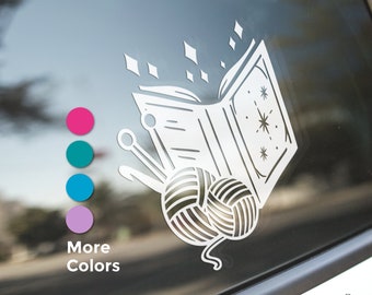 Books and Yarn Car Window Decal, Vehicle Sticker for Book Lover and Yarn Lover