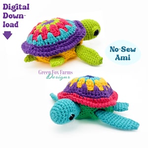 PDF No-Sew Sea Turtle Crochet Pattern, Sea Turtle Amigurumi Pattern, Easy Ocean Animal Crochet Pattern, Sea Life Plush Digital Download ONLY