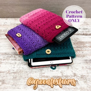 Crochet Book Sleeve Pattern for Padded Kindle Cover, Crochet Pattern to MYO Reading Gift for Bible Cover iPad Sleeve, Digital Download ONLY