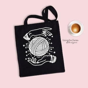 Yarn Magic Crochet Bag. Printed Tote Bag Gift for Crocheter or Knitter OR Book Bag. MADE to ORDER
