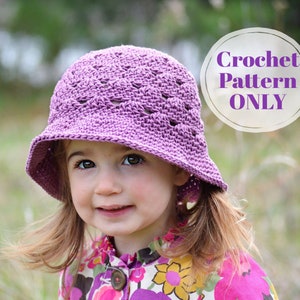 Bucket Hat Crochet Pattern, Sweet Stripes Festival Hat PDF Pattern, 6 sizes Baby Sun Hat to Womens Wide Brim Hat Digital Download ONLY