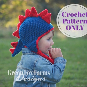 Crochet Patterns, Dinosaur Hat, Dragon Pattern, Jurassic, Crochet Hat Pattern, Dinosaur Crochet Pattern, Winter Hat, Dino Digital Download