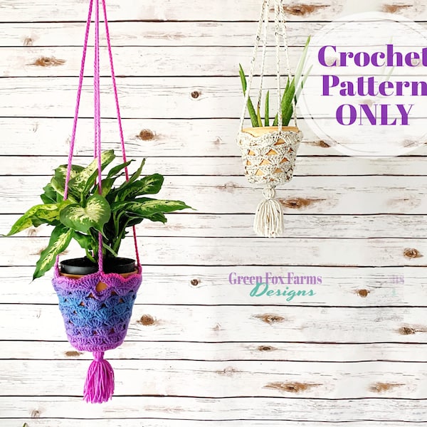 Indoor Plant Hanger Crochet Pattern, DIY Home Decor, Sweet Stripes Planter Cover, Hanging Plant Cozy, Crochet Home Decor, Instant Download