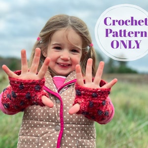 Fingerless Gloves Crochet Pattern, Wrist Warmers Crochet Pattern with 4 sizes Toddler, Child, Teen or Womens, Mens Digital Download ONLY