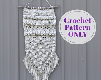 Cafuné Wall Hanging Crochet Pattern, Textured Tapestry Wall Hanging, Boho Crochet Home Decor, Modern Wall Art Digital Download ONLY