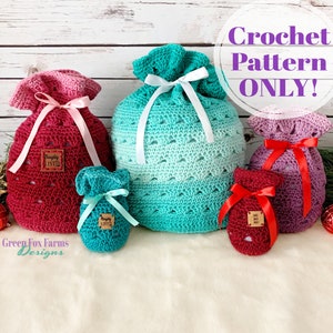 Holiday Gift Bags Crochet Pattern, Reusable Christmas Gift Bag or Gift Card Holder, Crochet Bag Pattern Digital Download