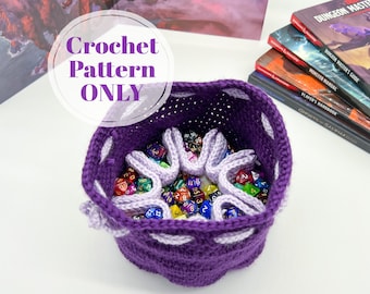 D&D Dice Storage Bag with Pockets, Crochet Pattern for 8 Pocket RPG Dice Pouch, Crochet Dice Bag for DND with Pockets Digital Download ONLY