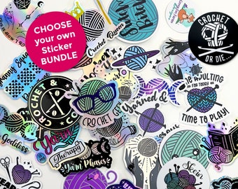 Custom Crochet Knitting Stickers: Holographic Vinyl Decals