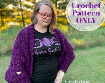 Cocoon Cardigan Crochet Pattern, Oversized Sweater, Chunky Cardigan, Size Inclusive Digital Download - Sizes Small to XL 2XL 3XL 4XL 5XL