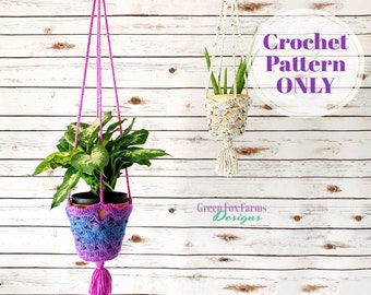 Indoor Plant Hanger Crochet Pattern, DIY Home Decor, Sweet Stripes Planter Cover, Hanging Plant Cozy, Crochet Home Decor, Instant Download