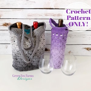 Wine Tote Bag Crochet Pattern, Wine Lover Gift, Sweet Stripes Wine Carrier, Wine Gift Bag, Crochet Wine Bag, Digital Download Only