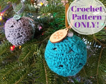 Christmas Ornament Crochet Pattern, Crochet Bauble Tree Ornament, Christmas Decor, Ornament Pattern Digital Download ONLY