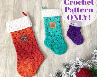 PDF Christmas Stocking Crochet Pattern, Christmas Pattern Crochet Decoration,Instant Digital Download ONLY
