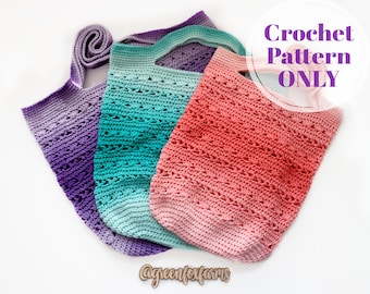 Crochet Market Bag, Crochet Bag Pattern 3 Sizes, Boho Summer Bag, Large Shoulder Bag, Market Tote Pattern, Digital Download ONLY