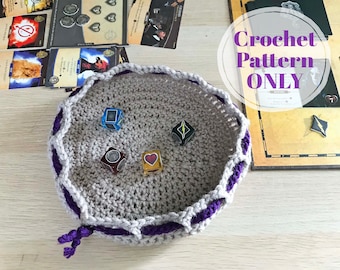 Crochet Dice Bag Pattern, D&D Dice Bag and Rolling Tray with 2 Sizes, RPG Dice Bag of Holding Pattern Digital Download ONLY
