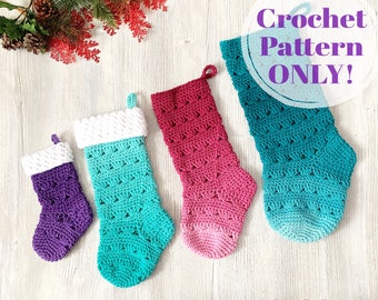Christmas Stocking Crochet Pattern, Christmas Pattern Crochet Decoration, Boho Stocking Christmas Decor, Digital Download ONLY