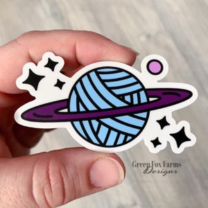 Planet Yarn Decal, Space Vinyl Sticker, Yarn Lovers Gift, Saturn Laptop Decal, Decal for Knitters, Galaxy Sticker, Crochet Vinyl Decal