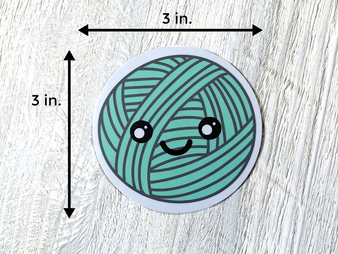 Yarn Ball Sticker Kawaii Yarn Decal Knitter Gift Laptop Etsy