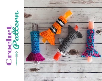 Popsicle Holders Crochet Pattern, Mermaid Ice Pop, Unicorn Otter Pop, Shark Freeze Pop, 6 Crochet Pattern Set, Digital Download ONLY