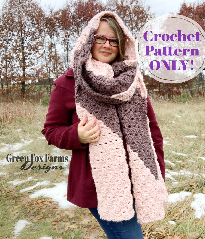 Oversized Scarves Crochet Pattern, Womens Winter Scarf, Chunky Crochet Scarf, Super Long Scarves Winter Accessories Digital Download image 6