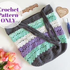 Crochet Market Bag, Crochet Bag Pattern 3 Sizes, Boho Summer Bag, Large Shoulder Bag, Market Tote Pattern, Digital Download ONLY image 9