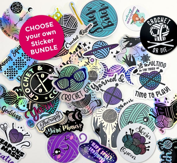 Custom Crochet Knitting Stickers: Holographic Vinyl Decals