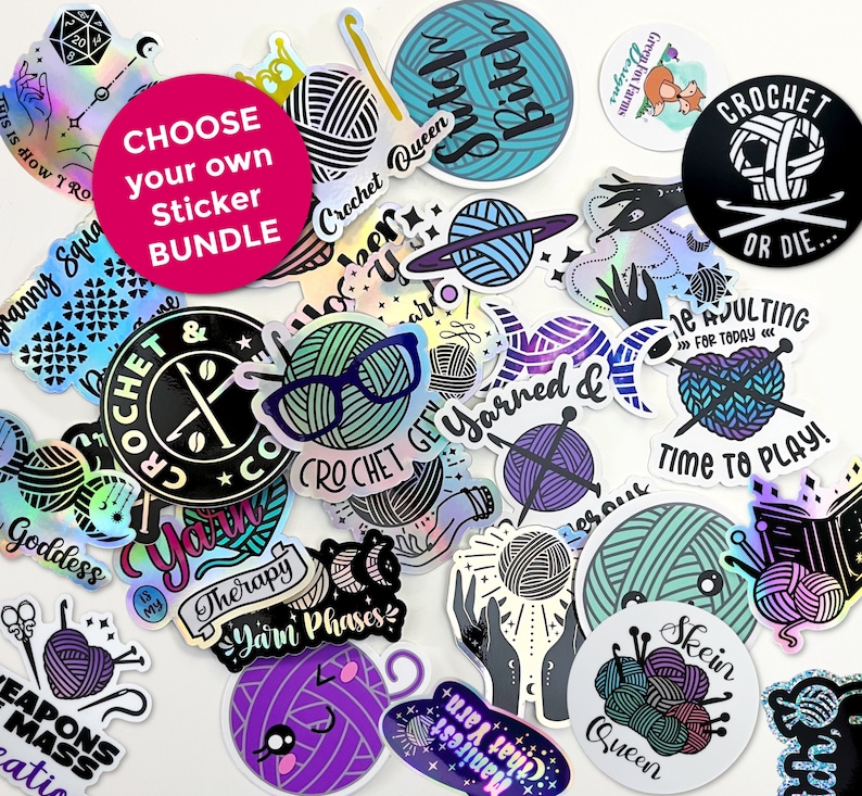A funny sticker for crocheters, knitters and yarn lovers that make a great gift idea!