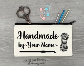 Personalized Crochet Hook Zipper Pouch, Gift for Knitter, Custom Project Bag, Crochet Lover Gift, Knitting Notions Bag, Mother's Day Gift