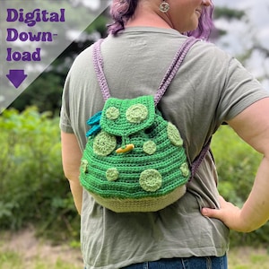 PDF Mushroom Backpack Crochet Pattern, Fairycore Drawstring Bag, Cottagecore Fantasy Handbag Pattern, Cute Back Pack, Digital Download ONLY