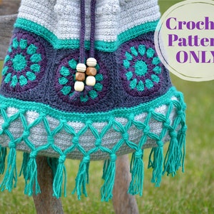 Boho Crossbody Bag Crochet Pattern, Hippie Summer Purse, Crochet Hobo Handbag, Shoulder Bag Pattern, Digital Download ONLY image 7