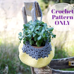 Hanging Basket Crochet Pattern, Decorative Basket Farmhouse Home Decor, Rustic Basket PDF Crochet Patterns Digital Download image 7