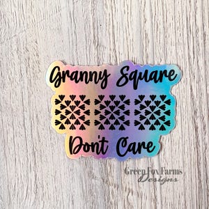 Granny Square Decal, Holographic Sticker, Laptop Sticker, Crocheter Decal, Waterproof Stickers, Tumbler Decal, Crochet Lover Gift image 10