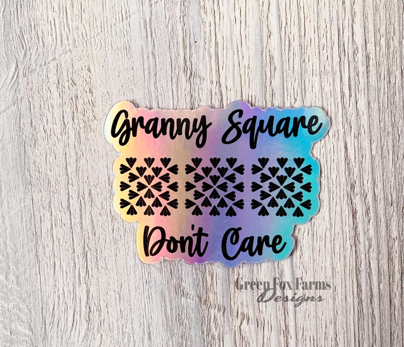 Granny Square Decal, Holographic Sticker, Laptop Sticker, Crocheter Decal, Waterproof Stickers, Tumbler Decal, Crochet Lover Gift image 10