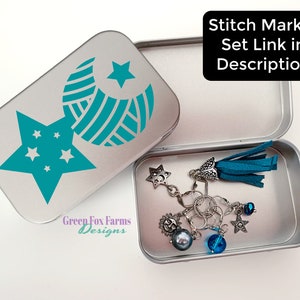 Celestial Tin Box Stitch Marker Keeper, Space Notions Tin, Crocheter Storage, Gift for Knitter, Night Sky Case, Boho Moon Tin image 9