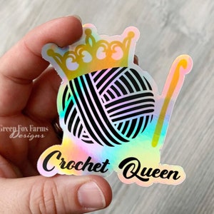 A funny sticker for crocheters, knitters and yarn lovers that make a great gift idea!