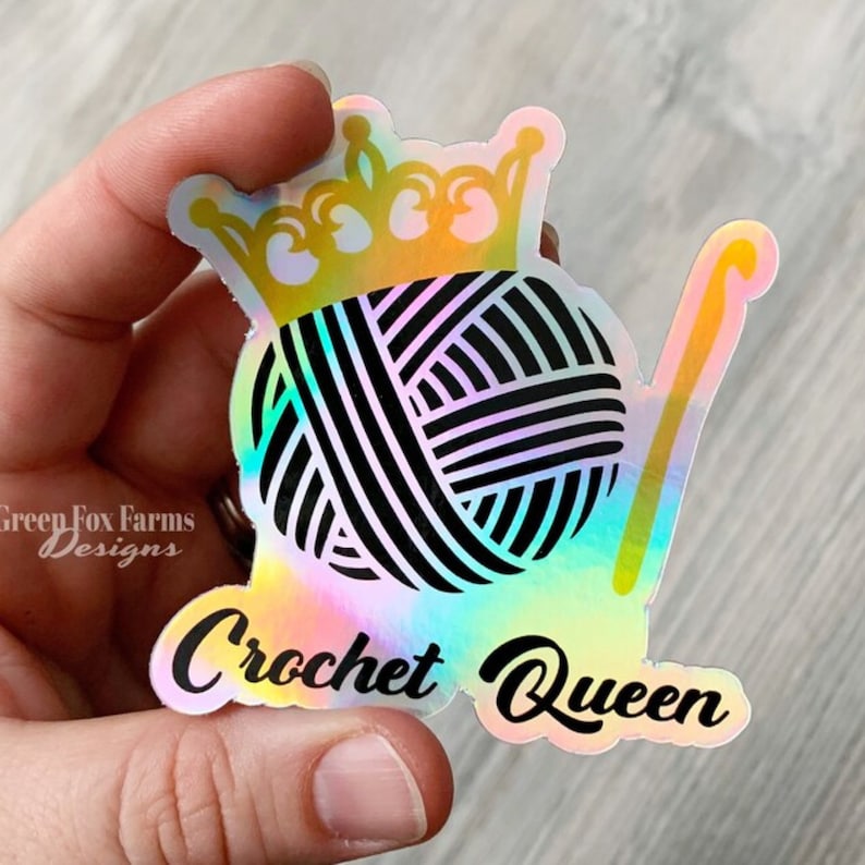 A funny sticker for crocheters, knitters and yarn lovers that make a great gift idea!
