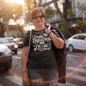 Easily Distracted by Crochet Graphic Tee, Funny Yarn Lover T-shirt for Knitter Crochet, Oversized Size XS XL 2XL 3XL 4XL 5XL Free Shipping image 5