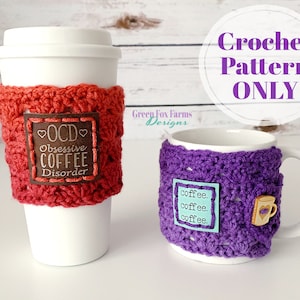 Coffee Cozy Pattern, Sweet Stripes Coffee Sleeve and Mug Cozy Pattern, Easy Crochet Pattern, Digital Download ONLY