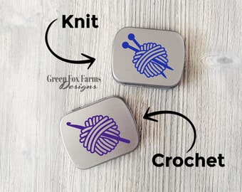 Knitting Notions Case, Progress Keeper Tin, Mini Knitter Tin, Stitch Marker Box, Crochet Tool Case, Sewing Crafting kit