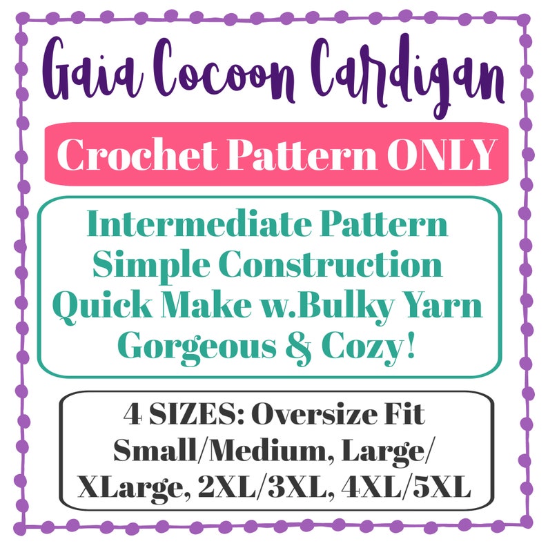 Cocoon Cardigan Crochet Pattern, Oversized Sweater, Chunky Cardigan, Size Inclusive Digital Download Sizes Small to XL 2XL 3XL 4XL 5XL image 3