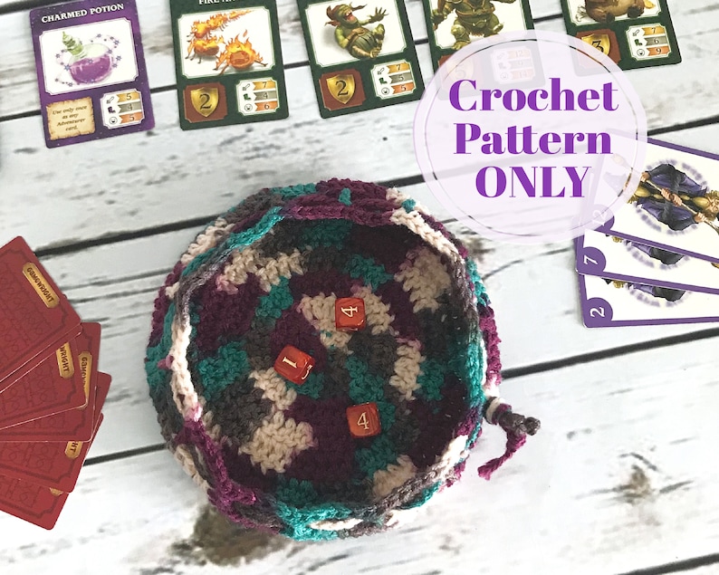 Crochet Dice Bag Pattern, D&D Dice Bag and Rolling Tray with 2 Sizes, RPG Dice Bag of Holding Pattern Digital Download ONLY image 7