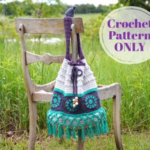 Boho Crossbody Bag Crochet Pattern, Hippie Summer Purse, Crochet Hobo Handbag, Shoulder Bag Pattern, Digital Download ONLY image 4