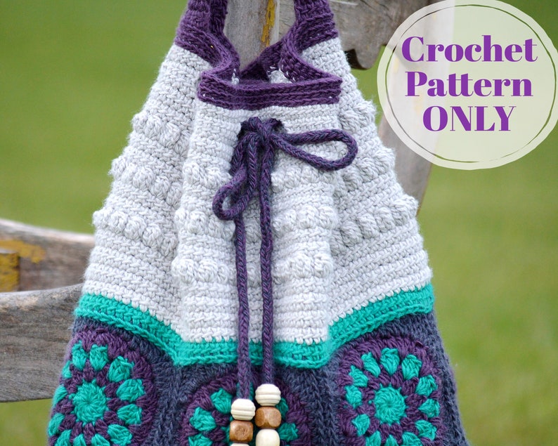 Boho Crossbody Bag Crochet Pattern, Hippie Summer Purse, Crochet Hobo Handbag, Shoulder Bag Pattern, Digital Download ONLY image 5