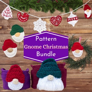 PDF 3 Crochet GNOME PATTERNS. Crochet Baskets + Gift Card Holder + Scandi Garland. Christmas Holiday Home Decor Patterns Digital Download