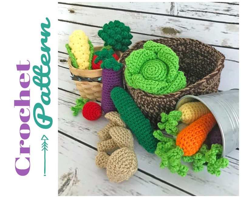 Amigurumi Pattern, Crochet Vegetables, Crochet Toy Pattern, Play Food, Crochet Pattern, Digital Download, Toddler Gift, Toys for Girls image 1