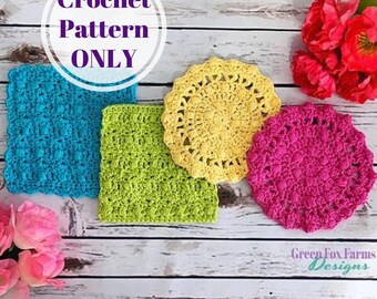 PDF Flora Dish Cloth Crochet Pattern. Luxury Bathroom Washcloth Crochet Pattern. Crochet Home Decor. Digital Download ONLY