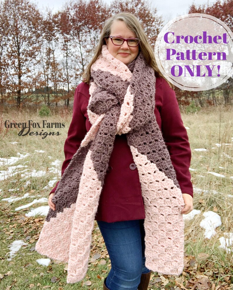 Oversized Scarves Crochet Pattern, Womens Winter Scarf, Chunky Crochet Scarf, Super Long Scarves Winter Accessories Digital Download image 1